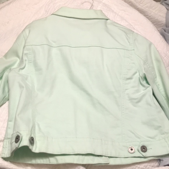 Mint green jean jacket, size 14 - Picture 3 of 3